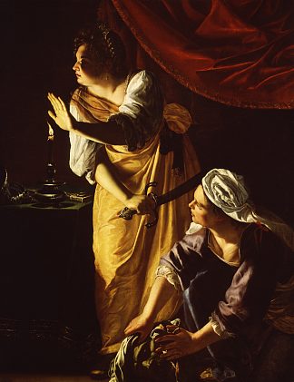 朱迪思和她的女仆与霍洛弗内斯的头 Judith and Her Maidservant with the Head of Holofernes (c.1624; Italy                     )，阿尔泰米西亚·真蒂莱斯基