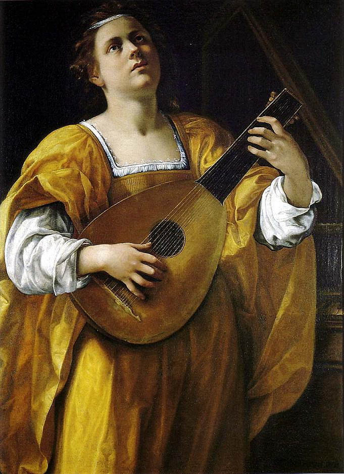 圣塞西莉亚作为琵琶演奏家 Saint Cecilia as a Lute Player (1620),阿尔泰米西亚·真蒂莱斯基