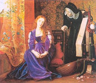 “痛苦的心”，或“不要再叹息了，女士们”或“朱丽叶和她的护士” ‘The Pained Heart’, or ‘Sigh No More, Ladies’, or ‘Juliet and her Nurse’ (1867 – 1872)，阿瑟·休斯