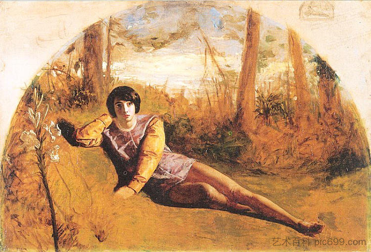 青年诗人 The Young Poet (c.1849)，阿瑟·休斯