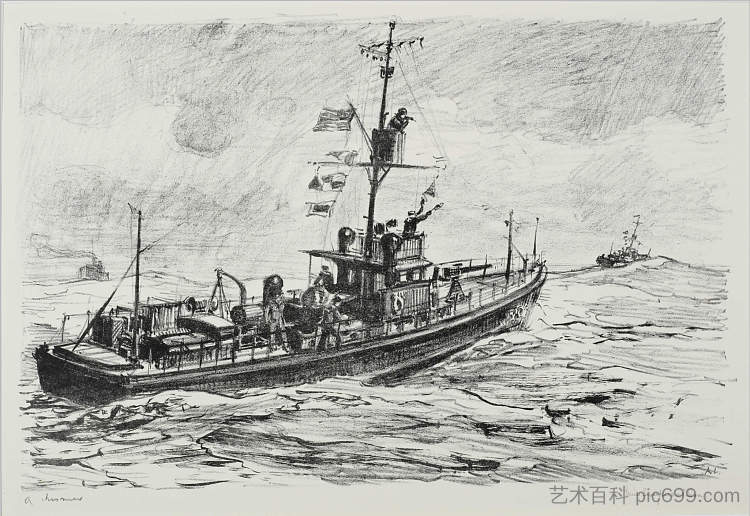 海上扫雷舰 Minesweepers at Sea，亚瑟·利斯默