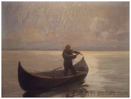 船上的小提琴手 Violinist in a Boat，亚瑟维罗纳