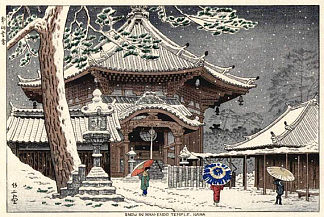 奈良南远寺的雪 Snow at Nan-endo Temple, Nara (1953)，麻野太吉