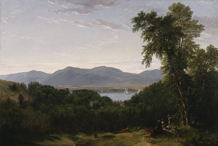哈德逊河上的灯塔山，纽堡对面——现场绘制 Beacon Hills on the Hudson River, Opposite Newburgh—painted on the Spot，亚瑟·布朗·杜兰德