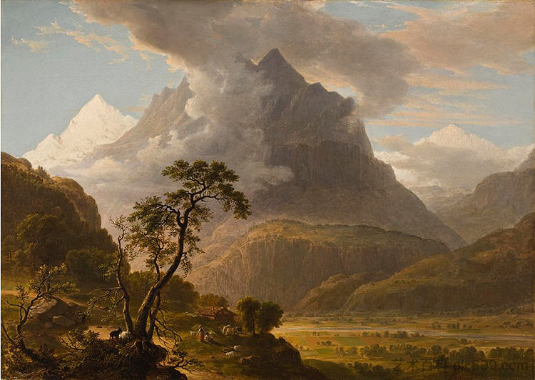 瑞士上哈斯勒山谷的景色 View in the Valley of Oberhasle, Switzerland (1842)，亚瑟·布朗·杜兰德