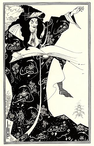 为“巫师维吉利乌斯”设计卷首 Design for a Frontispiece to ‘Virgilius the Sorcerer’，奥博利·比亚兹莱