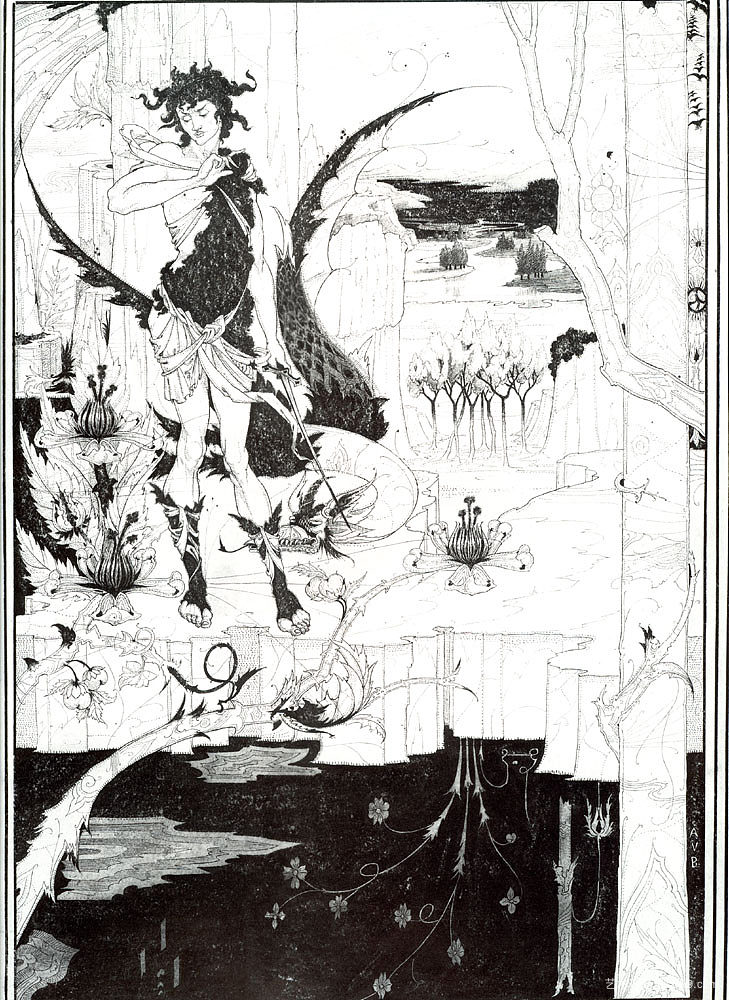“齐格弗里德”的插图，第二幕 Illustration to "Siegfried", Act II (c.1893)，奥博利·比亚兹莱