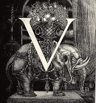 首字母“V”到Volpone Initial Letter ‘V’ to Volpone (1898)，奥博利·比亚兹莱