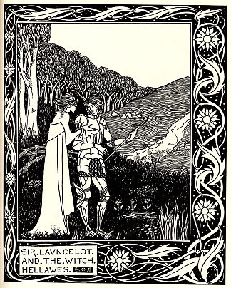 朗塞洛爵士和女巫海拉维斯 Sir Launcelot and the Witch Hellawes (1894)，奥博利·比亚兹莱