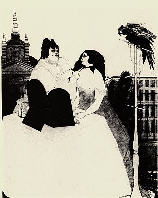 梳妆台上的女士 The Lady at the Dressing Table (c.1897)，奥博利·比亚兹莱