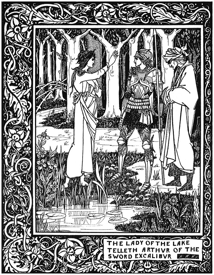 湖女神 剑之神剑的泰勒斯亚瑟 The Lady of the Lake Telleth Arthur of the Sword Excalibur (1893)，奥博利·比亚兹莱