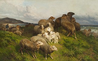 草地上的羊 SHEEP IN A MEADOW (1865)，奥古斯特·弗里德里希·申克