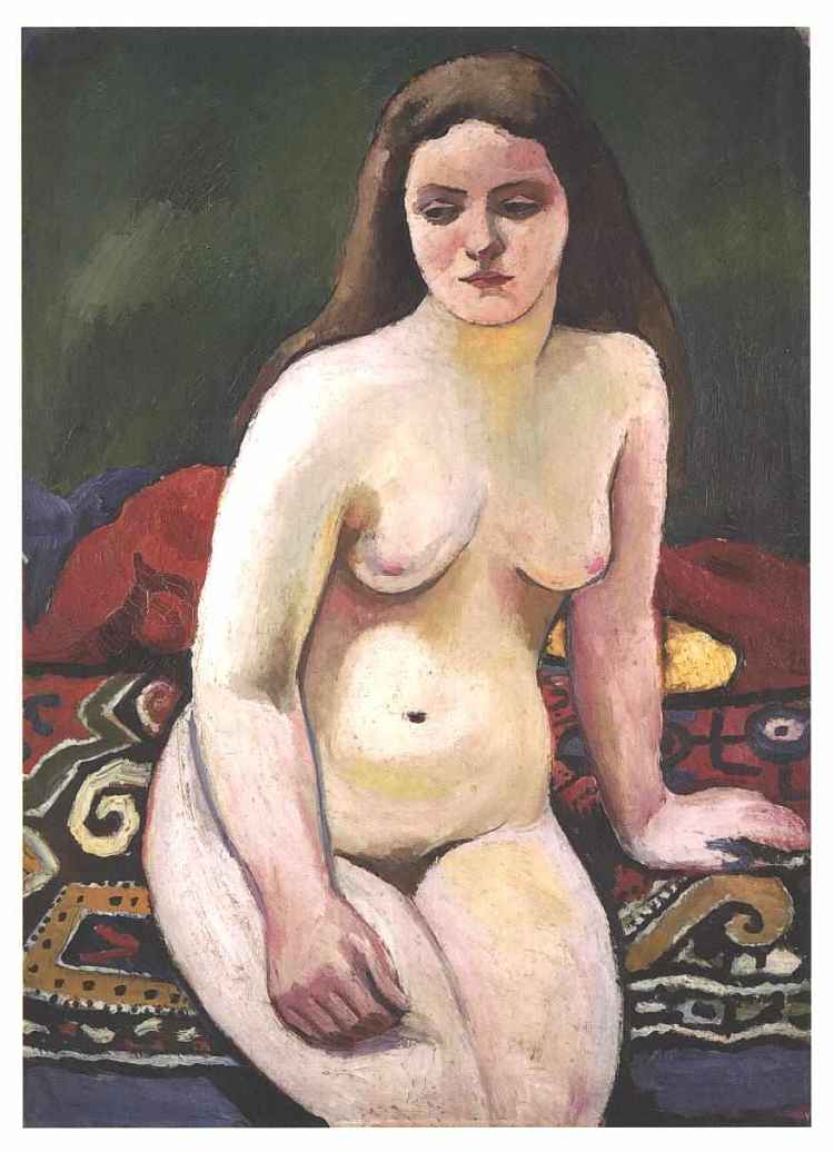 针织地毯上的女性裸体 Female nude at a knited carpet，奥古斯特·麦克