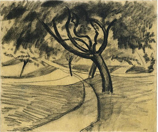 树木和田野 Trees and fields (1911)，奥古斯特·麦克