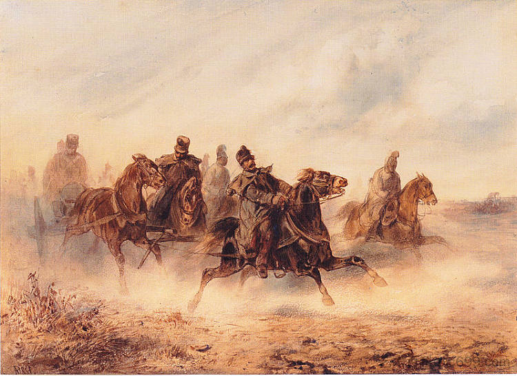 匈牙利战役中的马术场景 Equestrian scene from the Hungarian campaign (1851)，奥古斯特·冯·佩滕科芬