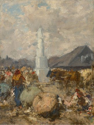 在索尔诺克三一柱的市场上 In the market at the Trinity Column in Szolnok (c.1865 – c.1875)，奥古斯特·冯·佩滕科芬