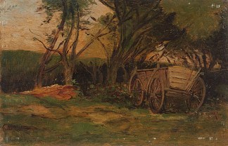 树下的农民推车 Farmer cart under trees，奥古斯特·冯·佩滕科芬