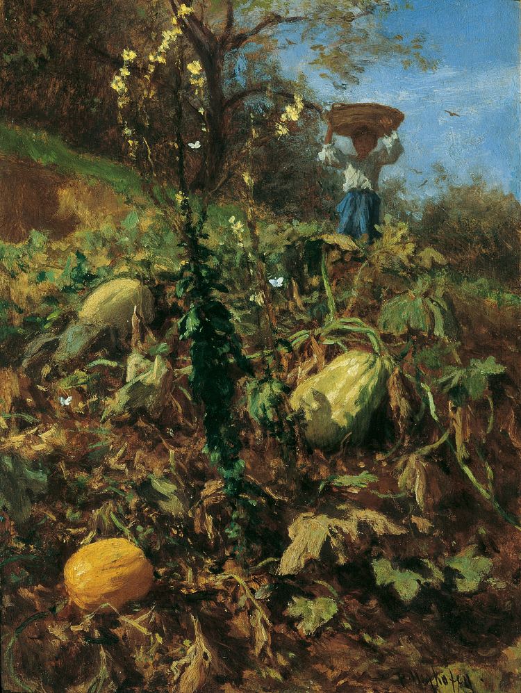 南瓜园 The pumpkin garden (1862)，奥古斯特·冯·佩滕科芬