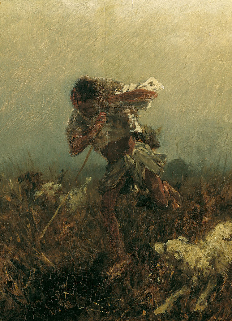 被狗追赶的男孩 Boy pursued by dogs (1871)，奥古斯特·冯·佩滕科芬
