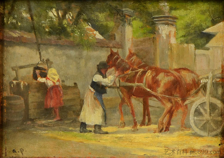 马具 Horses in harness,奥古斯特·冯·佩滕科芬