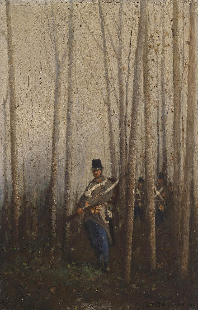 森林与士兵 Forest with Soldiers，奥古斯特·冯·佩滕科芬