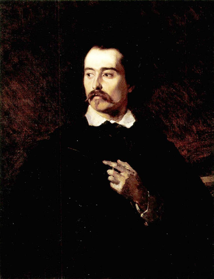 画家约瑟夫·博尔索斯的肖像 Portrait of Painter József Borsos (c.1840 - c.1849),奥古斯特·冯·佩滕科芬