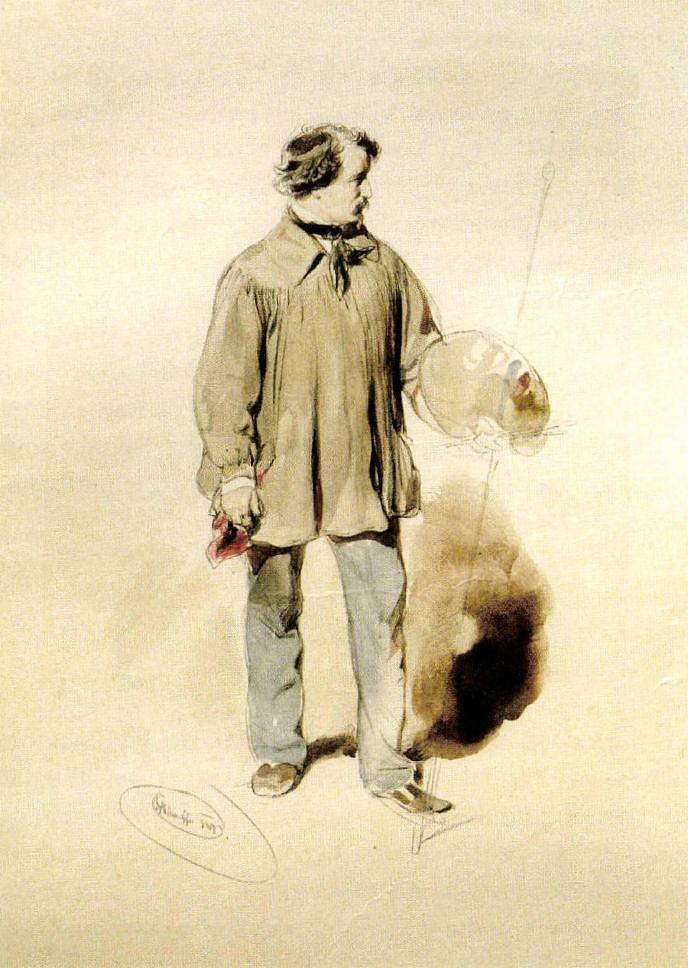 约瑟夫·博尔索斯的肖像 Portrait of József Borsos (1847)，奥古斯特·冯·佩滕科芬