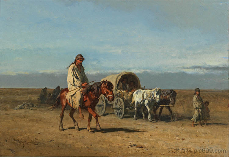 迁徙的吉普赛人 Migrating gypsies (1856)，奥古斯特·冯·佩滕科芬