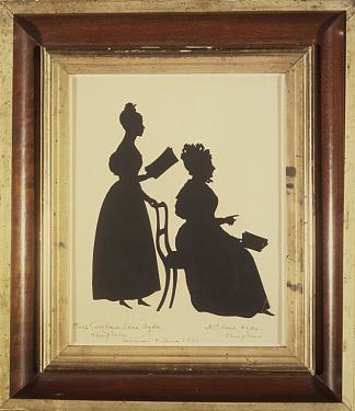 两个女人朝右的剪影 Cut Silhouette of Two Women Facing Right (1837)，奥古斯特·爱德华