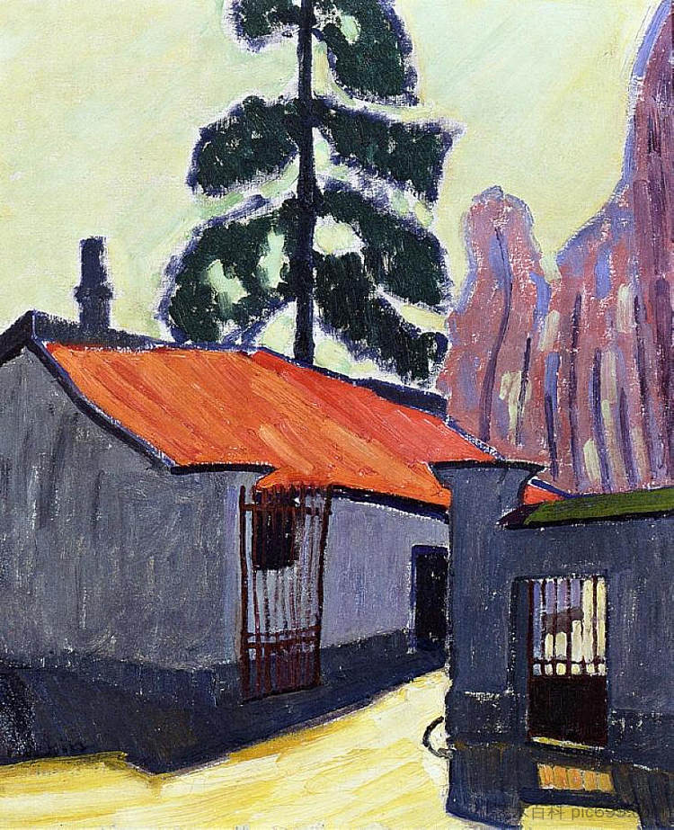 进入科尔博磨坊 Entrance to the Corbeau mill (1908)，奥古斯特·赫尔宾