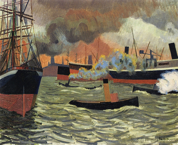 汉堡港 Hamburgs port (1907)，奥古斯特·赫尔宾