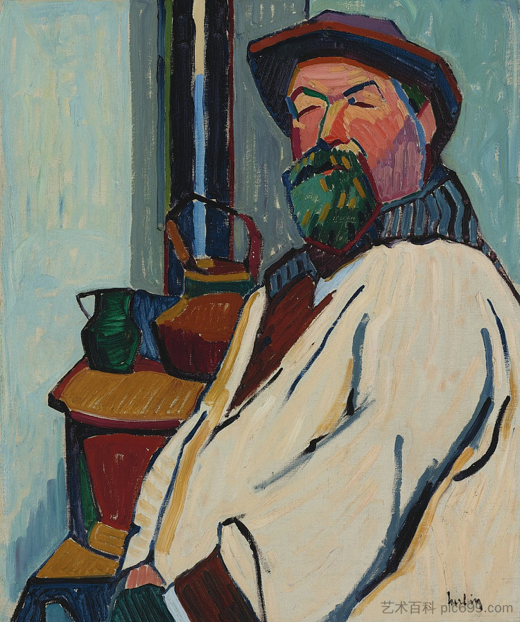 画家马蒂厄·巴塔利亚的肖像 Portrait du peintre Mathieu Battaglia (1906)，奥古斯特·赫尔宾