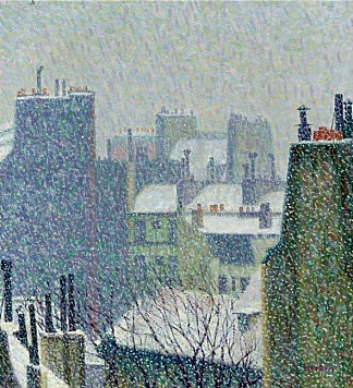 雪中的巴黎屋顶 The Roofs of Paris in the Snow (1902)，奥古斯特·赫尔宾