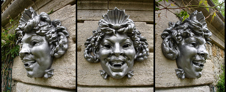 面具的三个视图 Three views of a mask (1895 - 1898; France  )，奥古斯特·罗丹