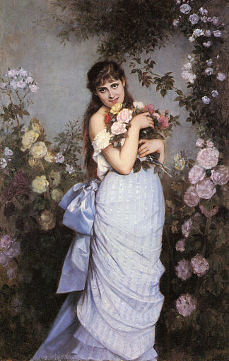 玫瑰园里的年轻女子 A Young Woman in a Rose Garden (1886)，奥古斯特·屠勒姆曲