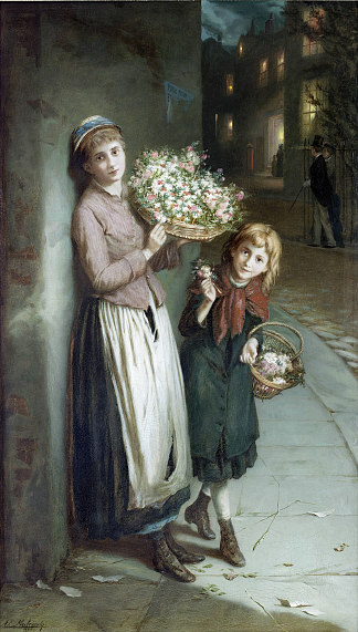 花童——夏夜 Flower Girls – a Summers Night (1885)，奥古斯都·埃德温·穆雷迪