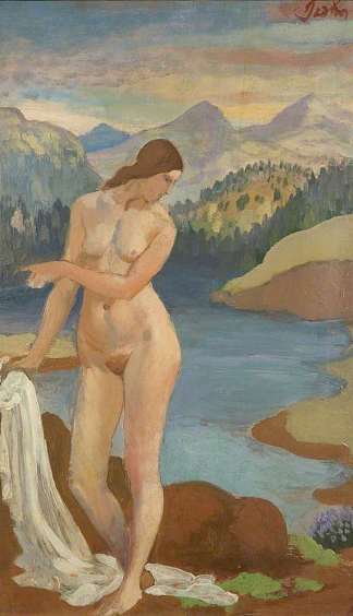 威尔士山区的沐浴者 Bather in the Welsh Mountains (1913)，奥古斯都·约翰