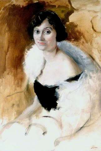 白羽毛蟒蛇（伊丽莎白·阿斯奎斯夫人） The White Feather Boa (Lady Elizabeth Asquith) (1919)，奥古斯都·约翰
