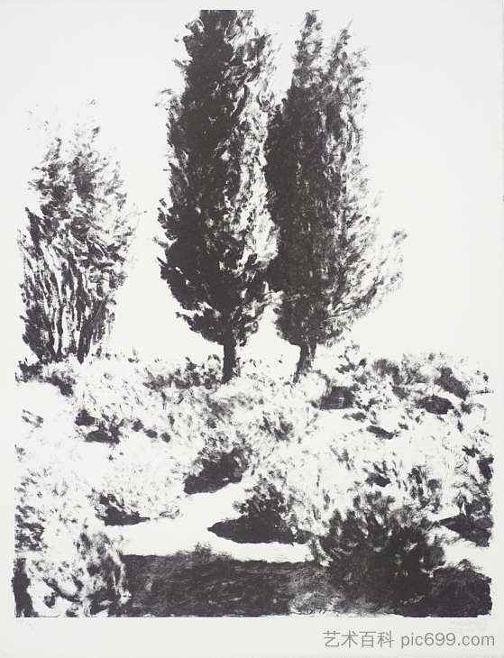 耶路撒冷柏树和薰衣草 Jerusalem Cypresses and Lavender (1977)，阿维格多·阿里哈