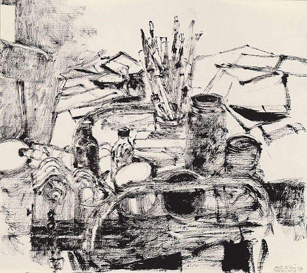 带画笔的工作室手推车 Studio Trolley with Paintbrushes (1971)，阿维格多·阿里哈