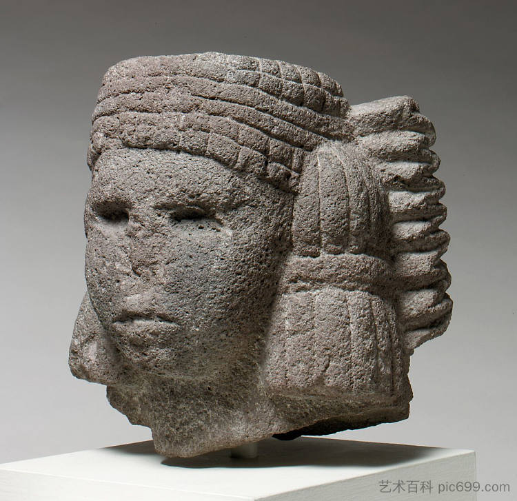 水神之首(Chalchiuhtlicue) Head of a Water Deity (Chalchiuhtlicue) (c.1450 - c.1521),阿兹特克艺术