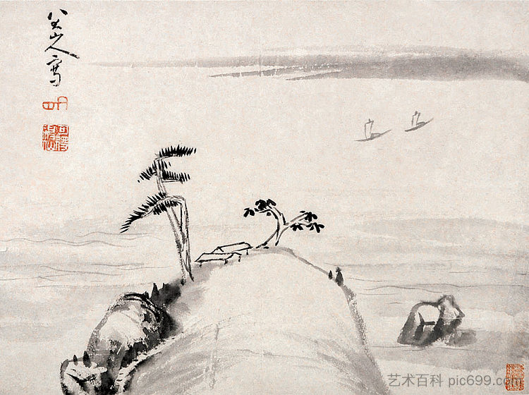 风景（专辑叶） Landscape (Album Leaf)，八达山人