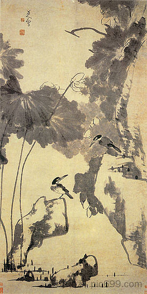 莲花和鸟 Lotus and Birds，八达山人