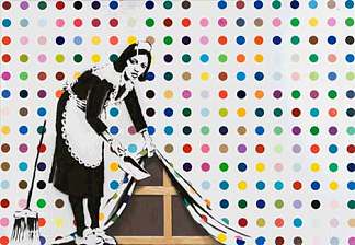 保持一尘不染（污损的赫斯特） Keep It Spotless (Defaced Hirst) (2007)，班克斯