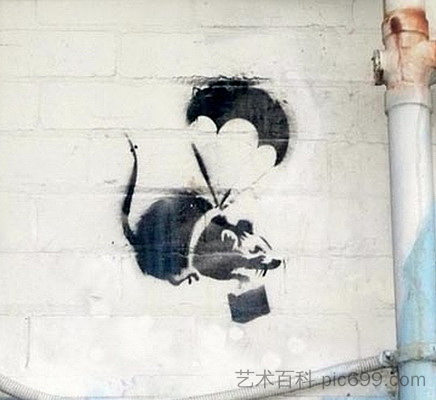 跳伞鼠 Parachuting Rat (2003; Melbourne,Australia ),班克斯