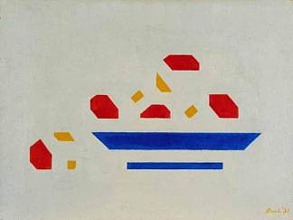 静物（苹果碗） Still life (Bowl with apples) (1921)，巴特范德莱克
