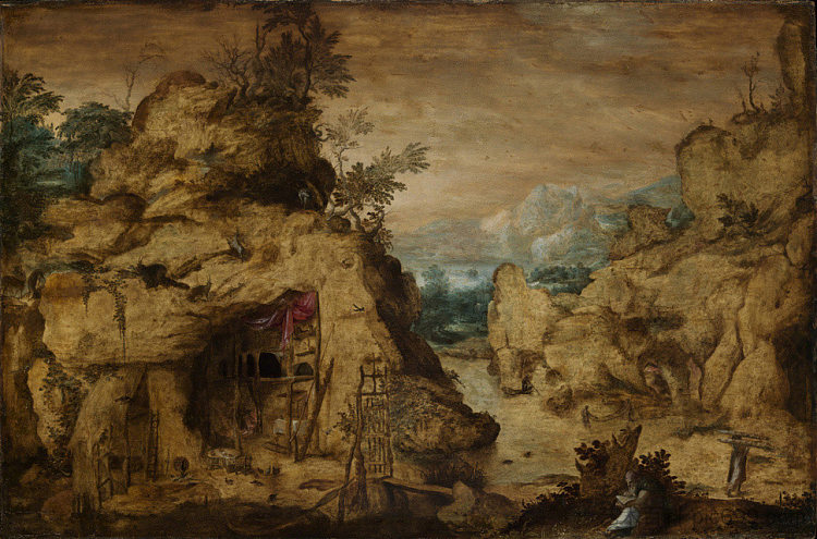 隐士的山地景观 Mountain landscape with a hermit (c.1569)，巴塞洛缪斯·斯普兰格