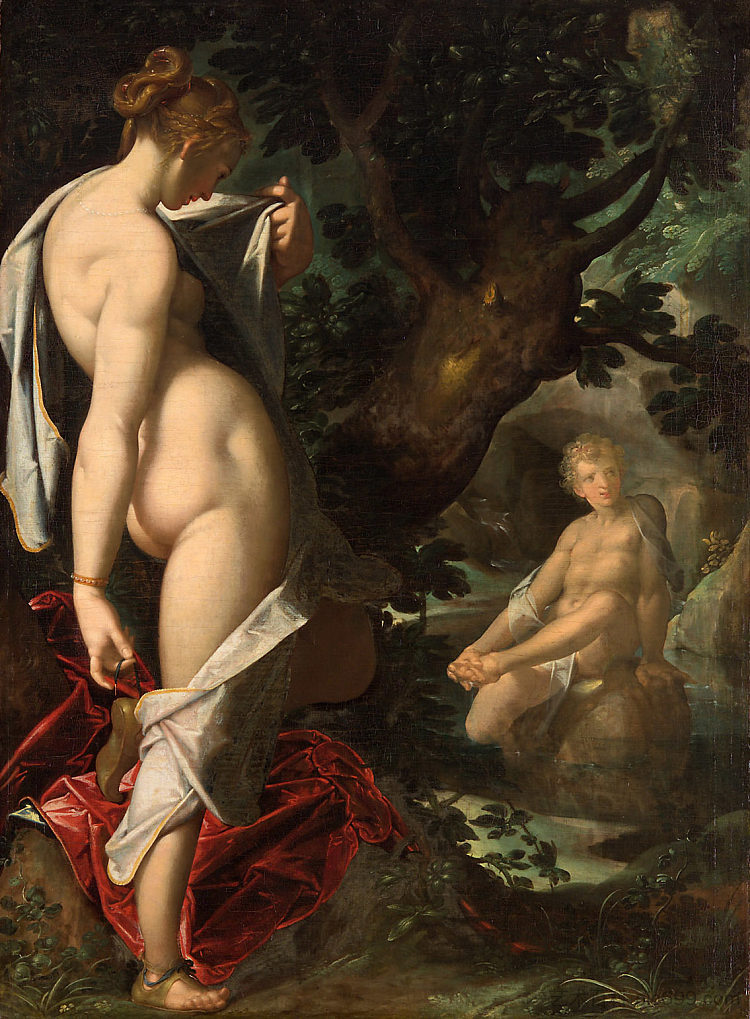 雌雄同体和若虫萨尔马西斯 Hermaphrodite and the nymph Salmacis (c.1580 - c.1582)，巴塞洛缪斯·斯普兰格