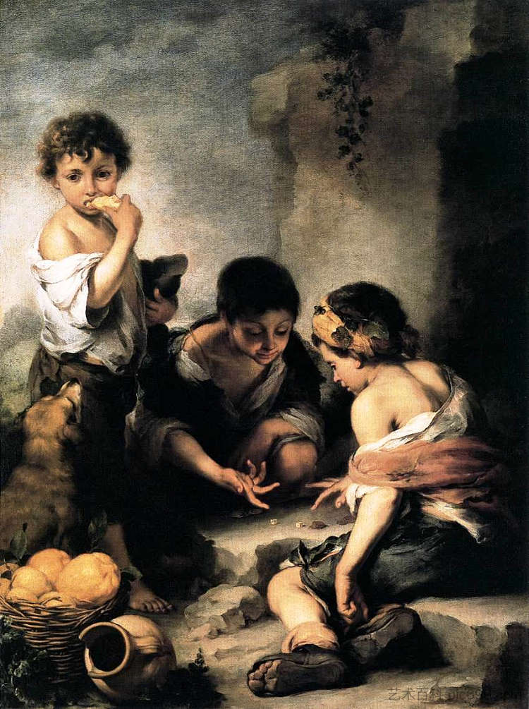 男孩玩骰子 Boys Playing Dice (c.1670 - 1675),巴托洛梅·埃斯特万·穆立罗