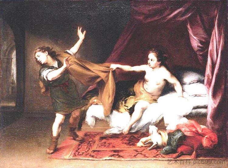 约瑟和波提乏的妻子 Joseph and Potiphar's Wife (c.1665)，巴托洛梅·埃斯特万·穆立罗